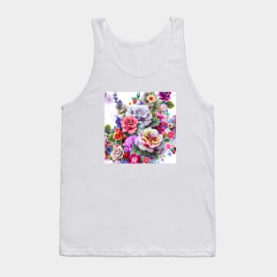 Watercolor Flowers Painting Tank Top